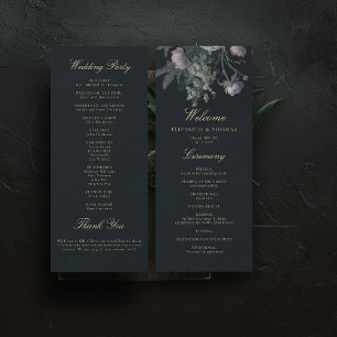 Dark Romantic Moody Florals Peony Wedding Program