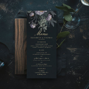 Dark Romantic Moody Florals Vintage Peony Wedding Menu
