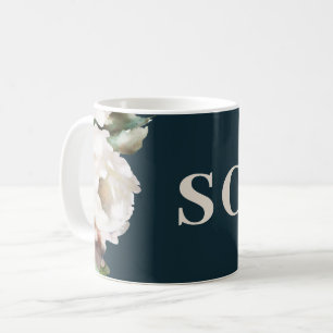 Dark romantic painted floral initials gift elegant coffee mug