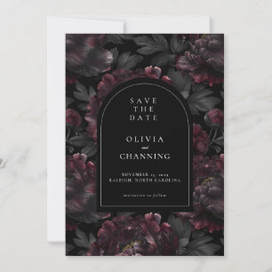 Dark Romantic Peonies Moody Save the Date  Invitation