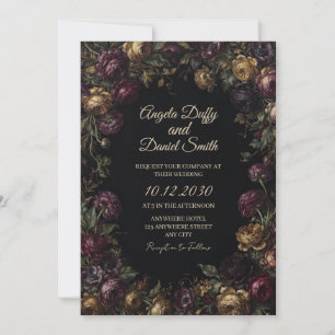 Dark Romantic Rose Wedding Invitation