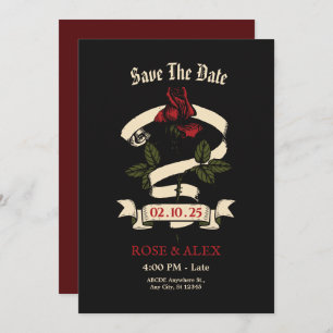 Dark Romantic Rose wedding Save The Date