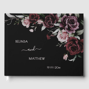 Dark Romantic Roses Wedding Guest Book