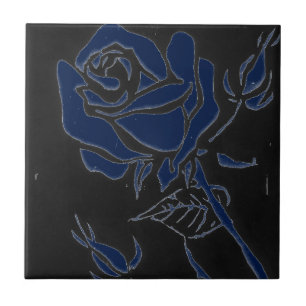 "Dark Rose Blue" Kitchen Garden Ceramic  Tile