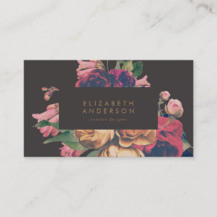 Dark Rose Botanical Fete Business Card