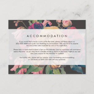 Dark Rose Botanical Fete Wedding Details Card