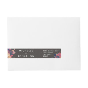 Dark Rose Botanical Fete Wedding Wraparound Address Label