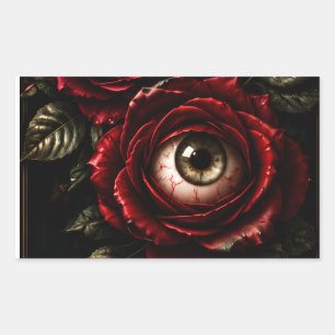 Dark Rose Eyes Gothic Halloween Horror Rectangular Sticker