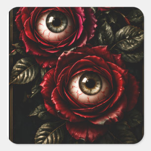 Dark Rose Eyes Gothic Halloween Horror Square Sticker