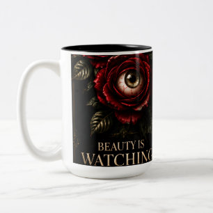Dark Rose Eyes Gothic Halloween Horror Two-Tone Coffee Mug