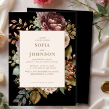Dark Rose Fall Winter Watercolor Floral Wedding