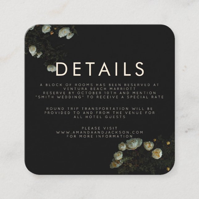 "Dark Rose" - Flat Wedding Details Enclosure Card (Front)