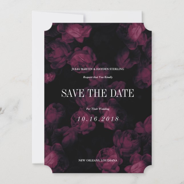 Dark Rose Garden Save the Date Cards (Front)