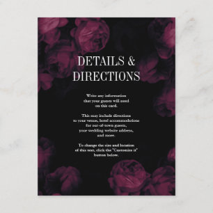 Dark Rose Garden Wedding Insert Cards