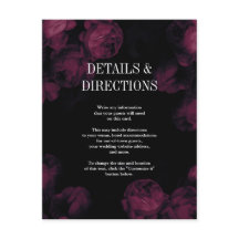 Dark Rose Garden Wedding Insert Cards