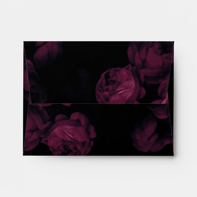 Dark Rose Garden Wedding RSVP Envelopes (Back (Top Flap))
