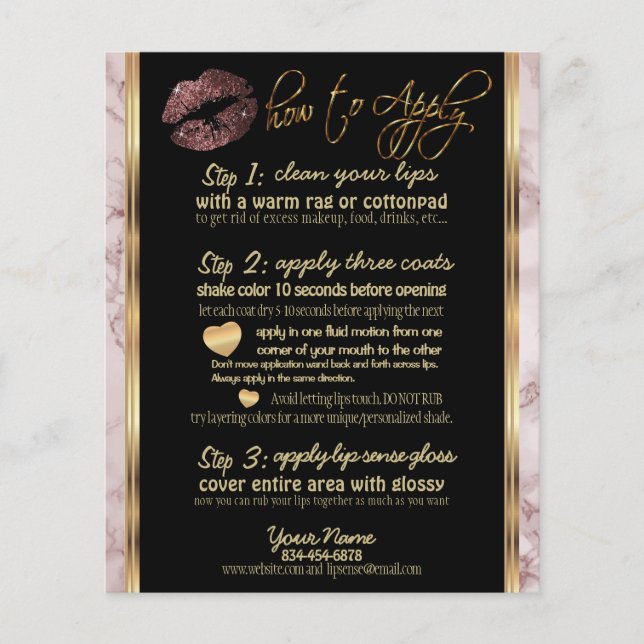 Dark Rose Glitter Lip Marble Instructions 2 Flyer (Front)