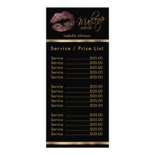 Dark Rose Glitter Lips - Service / Price List Rack Card