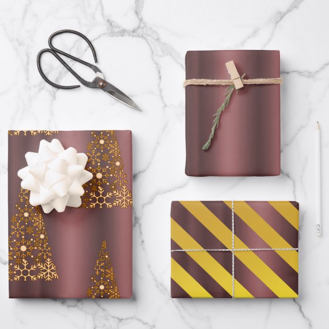 Dark Rose Gold Dusky Pink Christmas Wrapping Paper Sheet (Front)