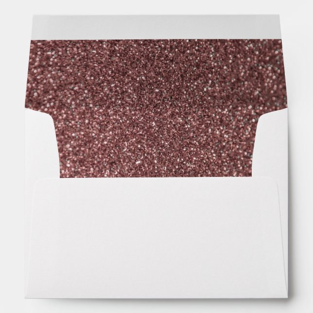 Dark Rose Gold Glitter Wedding Custom Address Envelope (Back (Bottom))