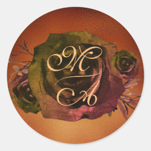 Dark Rose Goth Monogram Wedding Sticker