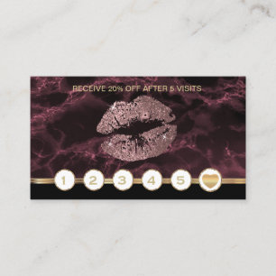 Dark Rose Marble Glitter Lips Loyalty Card