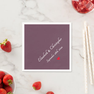 Dark Rose Pink Monogrammed Wedding Party Cocktail Napkin