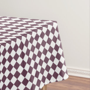 Dark Rose Pink White Home Decor Chequered Pattern Tablecloth