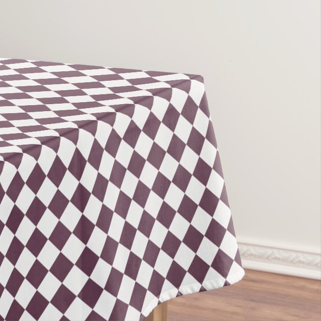 Dark Rose Pink White Home Decor Chequered Pattern Tablecloth (In Situ)