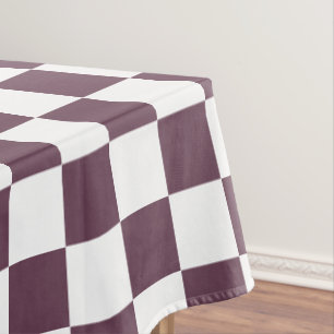 Dark Rose Pink White Retro Chic Chequered Pattern Tablecloth