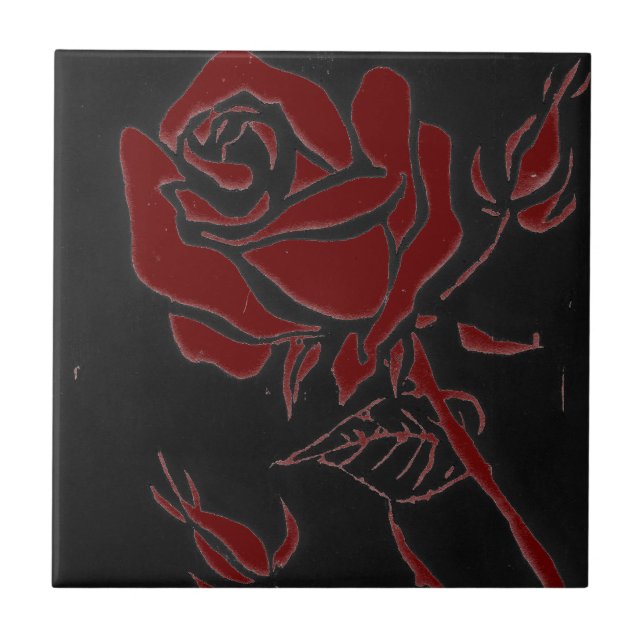 "Dark Rose Red" Kitchen Garden Ceramic  Tile (Front)