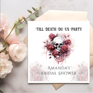 Dark Rose Skull Gothic Halloween Bridal Shower Napkin