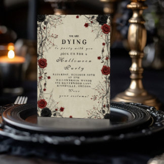 Dark Roses & Cobwebs Halloween Night Invitation
