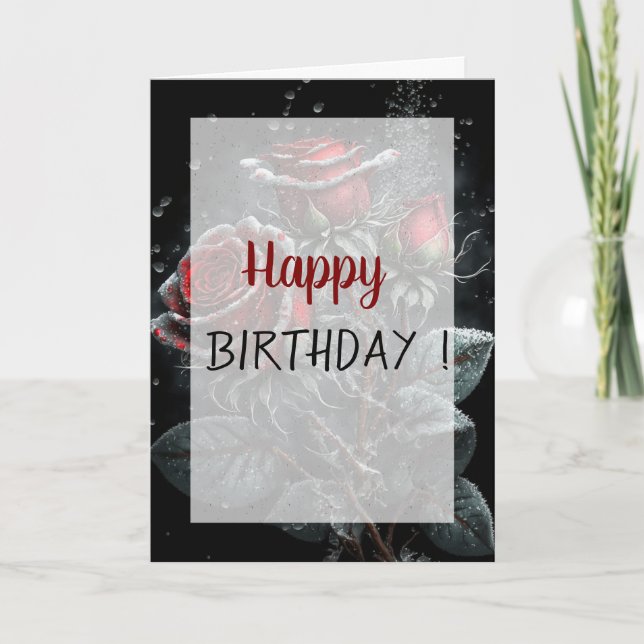 Dark Roses Drops Gothic Birthday Card (Front)