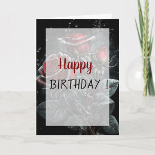 Dark Roses Drops Gothic Birthday Card