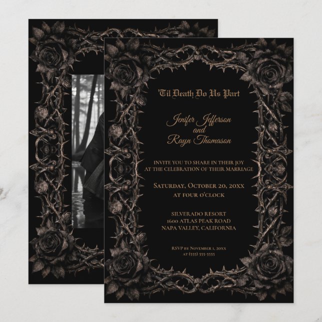 Dark roses Gothic wedding Invitation (Front/Back)