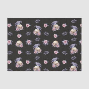 Dark Roses Raven Skulls Halloween Tissue Paper
