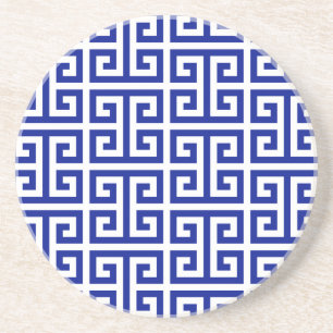 Dark Royal Blue Greek Key Pattern Coaster