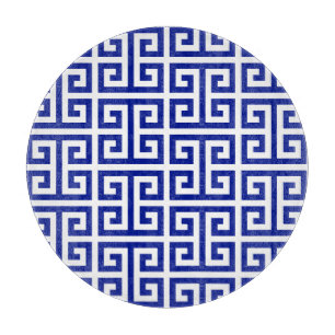 Dark Royal Blue Greek Key Pattern Cutting Board