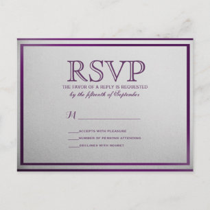 Dark Royal Purple Outline on Grey Gradient Invitation Postcard