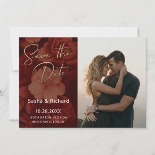 Dark Ruby Florals Save The Date