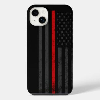 Dark & Rugged | Fire Fighter Red Line Flag iPhone 14 Plus Case