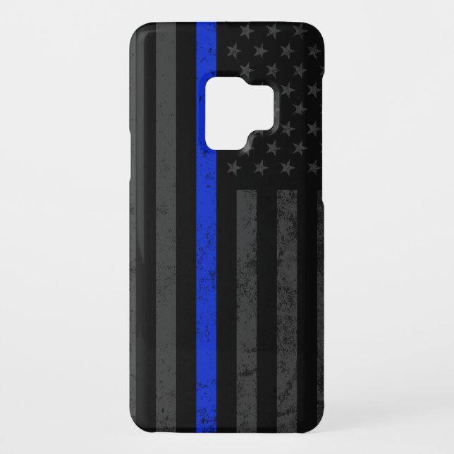 Dark & Rugged Style | Thin Blue Line Police Flag Case-Mate Samsung Galaxy Case (Back)