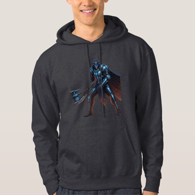 Dark Rune Warrior Hoodie – Flameforged Axe Armour (Front)