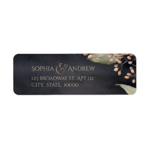 Dark rustic botanical greenery return address