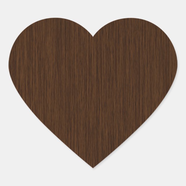 Dark Rustic Grainy Wood Background Heart Sticker (Front)