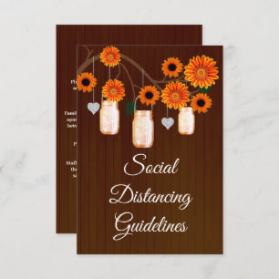 Dark Rustic Orange Floral Mason Jar Safety Measure Enclosure Card