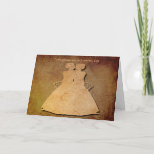 Dark Rustic Vintage Texture Lesbian Wife Valentine Holiday Card