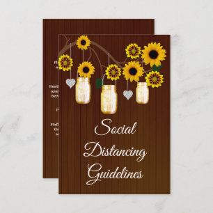 Dark Rustic Yellow Floral Mason Jar Safety Measure Enclosure Card