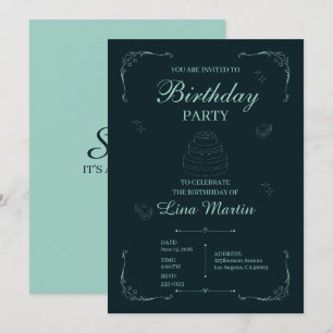 Dark Sage Birthday Invitation
